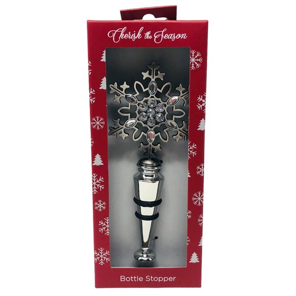 Tommy Bahama Bottle Stopper Christmas Holiday Silver Snowflake Gems - Picture 1 of 1